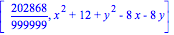 [202868/999999, x^2+12+y^2-8*x-8*y]